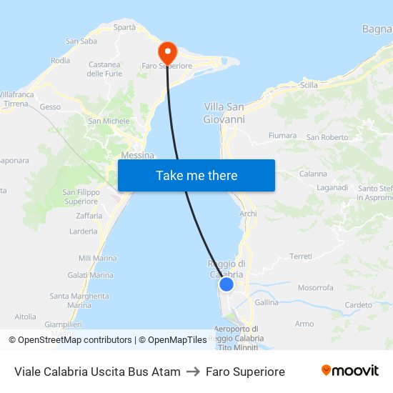 Viale Calabria  Uscita Bus Atam to Faro Superiore map