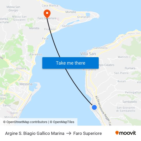 Argine S. Biagio  Gallico Marina to Faro Superiore map