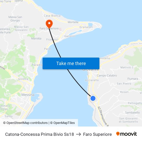 Catona-Concessa  Prima Bivio Ss18 to Faro Superiore map