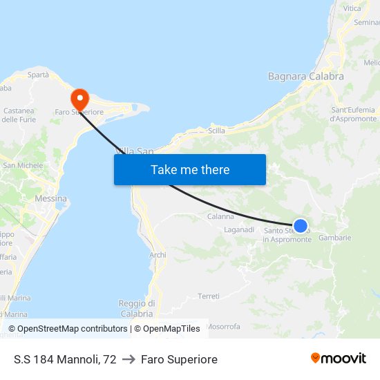 S.S 184  Mannoli, 72 to Faro Superiore map