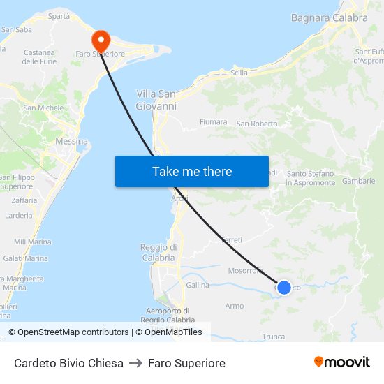 Cardeto Bivio Chiesa to Faro Superiore map