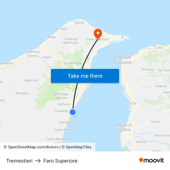 Tremestieri to Faro Superiore map