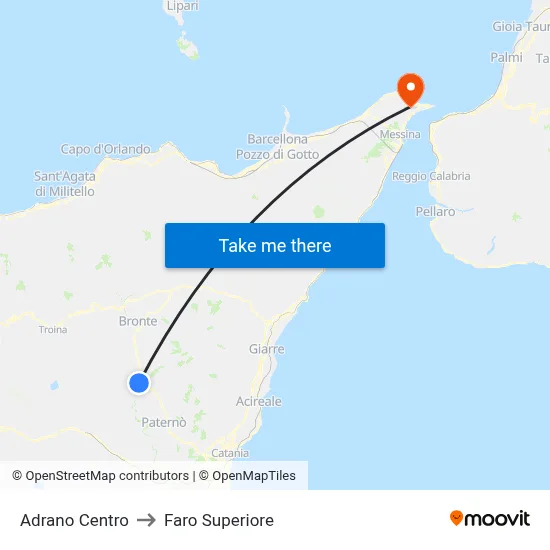 Adrano Center to Upper Lighthouse map