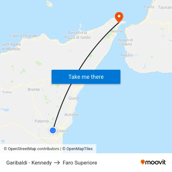 Misterbianco Via Garibaldi North to Upper Lighthouse map