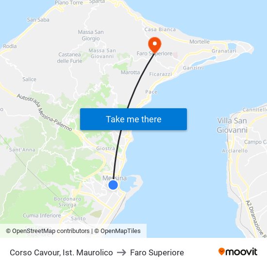 Corso Cavour, Ist. Maurolico to Faro Superiore map