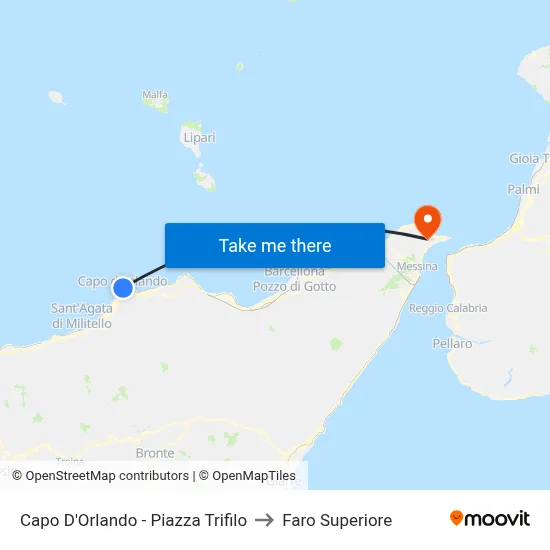 Capo D'Orlando - Trifilo Square to Upper Lighthouse map