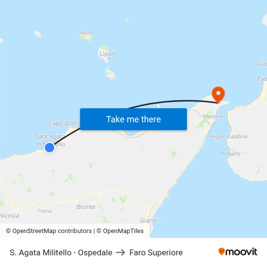 Sant'Agata Militello - Hospital to Upper Lighthouse map