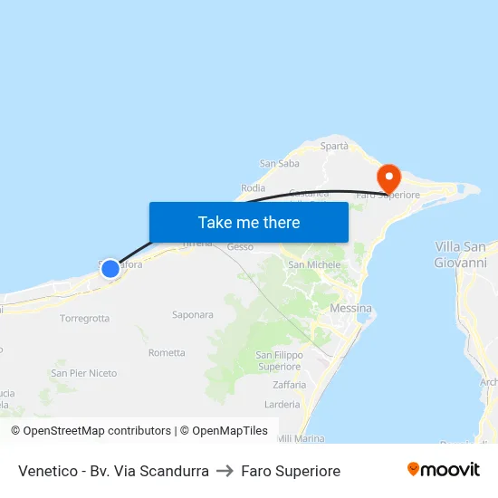 Venetico - Junction Via Scandurra to Upper Lighthouse map
