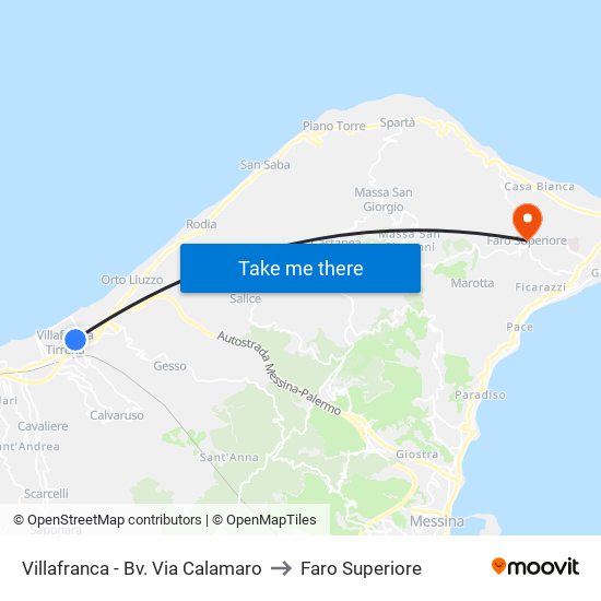 Villafranca - Bv. Via Calamaro to Faro Superiore map