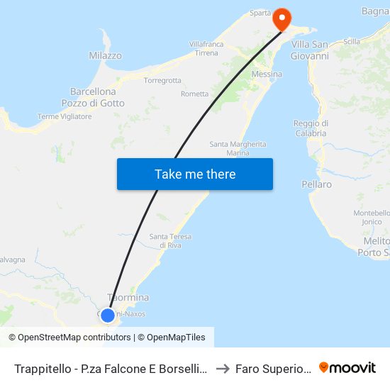 Trappitello - P.za Falcone E Borsellino to Faro Superiore map