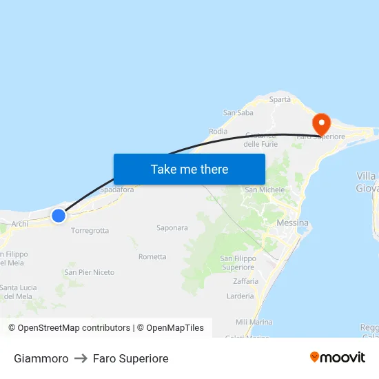 Giammoro to Upper Lighthouse map