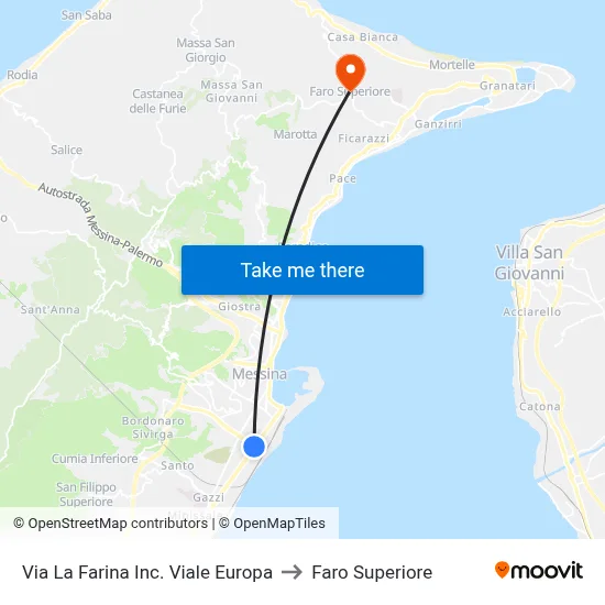Via La Farina at Europa Avenue to Upper Lighthouse map