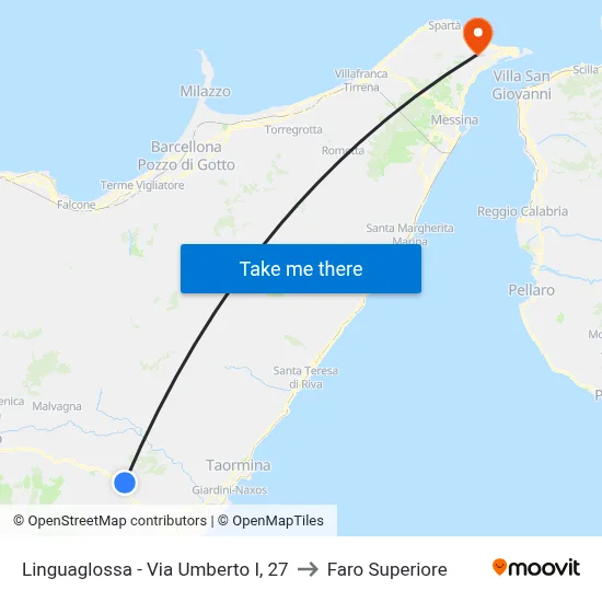 Linguaglossa - Umberto I Street, 27 to Upper Lighthouse map