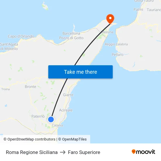 Roma Sicilian Region to Upper Lighthouse map