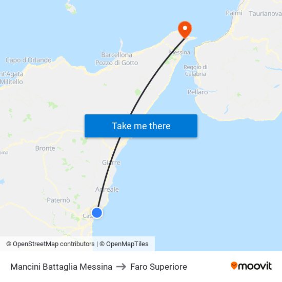 Mancini Battaglia Messina to Faro Superiore map