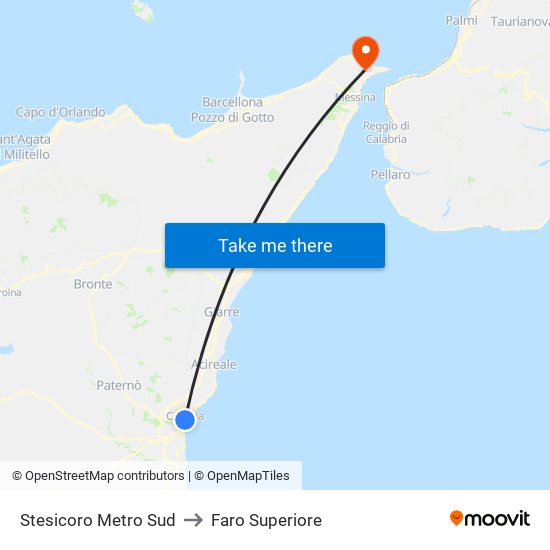 Stesicoro Metro Sud to Faro Superiore map