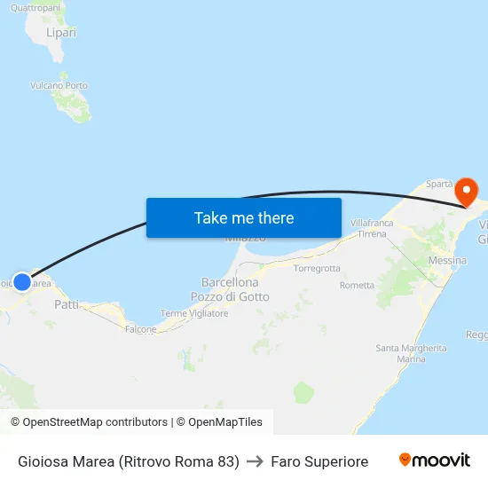 Gioiosa Marea (Roma 83 Meeting Point) to Upper Lighthouse map