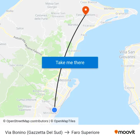 Bonino St. (Gazzetta Del Sud) to Upper Lighthouse map
