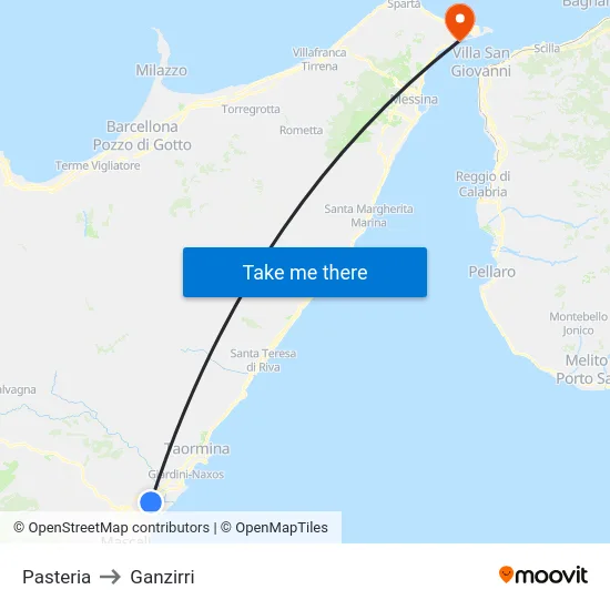 Pasteria to Ganzirri map