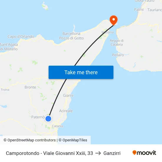 Camporotondo - Giovanni XXIII Avenue, 33 to Ganzirri map