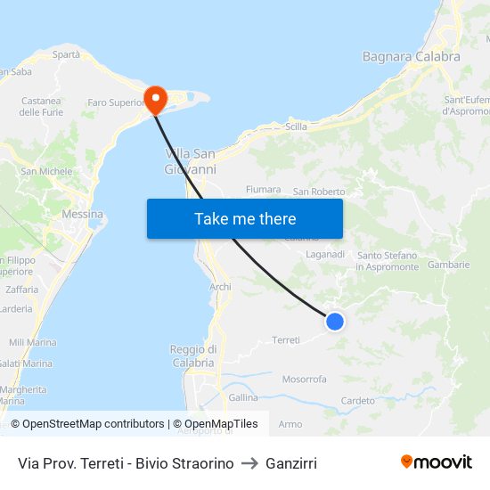 Via Prov. Terreti - Bivio Straorino to Ganzirri map