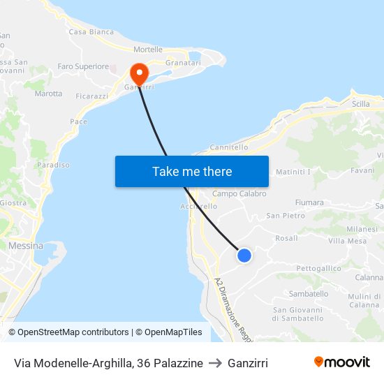 Via Modenelle-Arghilla, 36  Palazzine to Ganzirri map