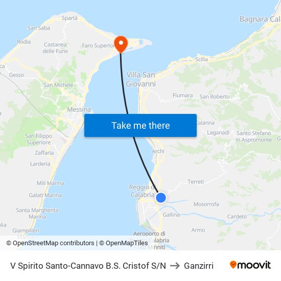 V Spirito Santo-Cannavo B.S. Cristof S/N to Ganzirri map