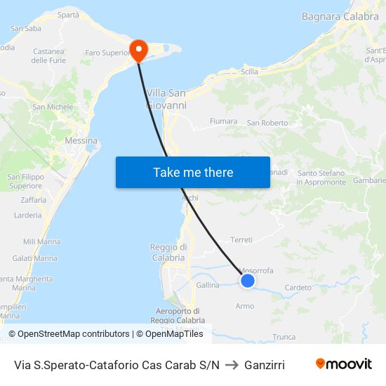 Via S.Sperato-Cataforio  Cas Carab S/N to Ganzirri map