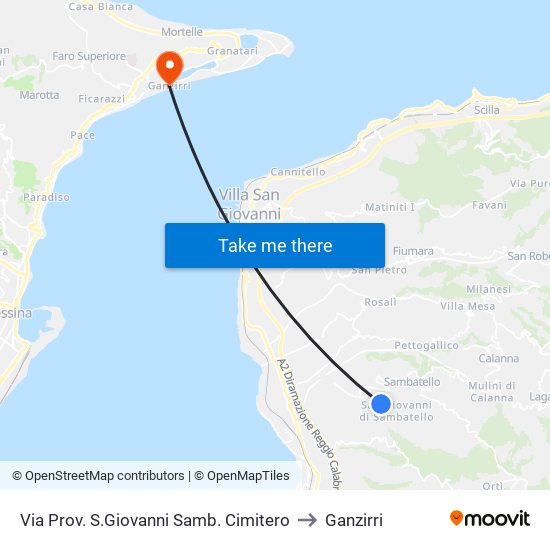 Via Prov. S.Giovanni Samb.  Cimitero to Ganzirri map