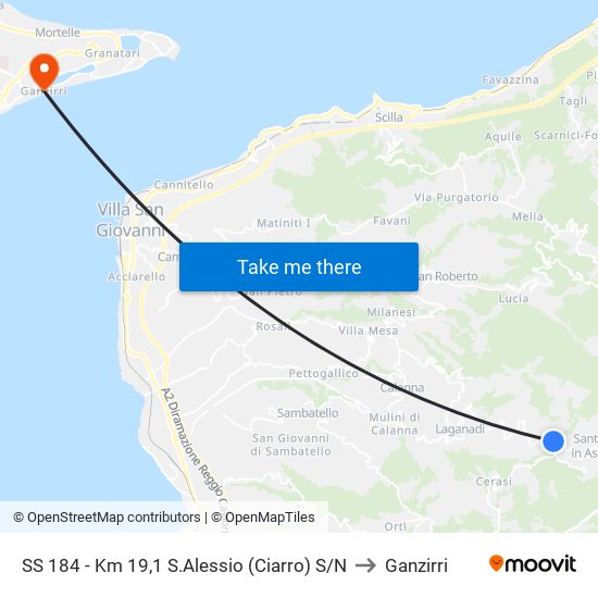 SS 184  - Km 19,1 S.Alessio (Ciarro) S/N to Ganzirri map