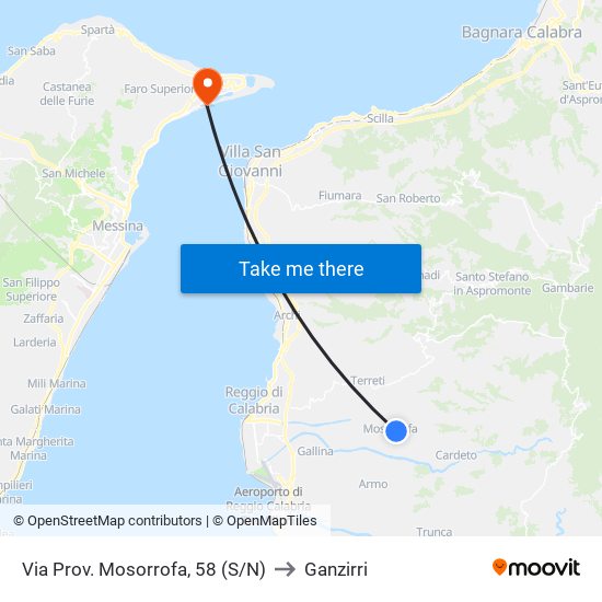 Via Prov. Mosorrofa, 58 (S/N) to Ganzirri map