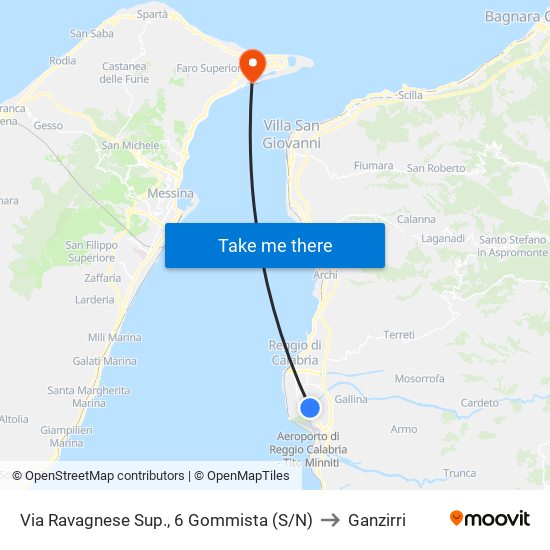 Via Ravagnese Sup., 6  Gommista (S/N) to Ganzirri map