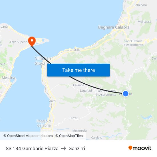 SS 184  Gambarie Piazza to Ganzirri map