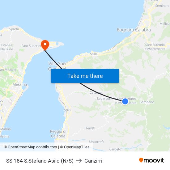 SS 184  S.Stefano Asilo (N/S) to Ganzirri map