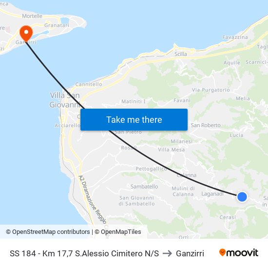 SS 184 - Km 17,7  S.Alessio Cimitero N/S to Ganzirri map