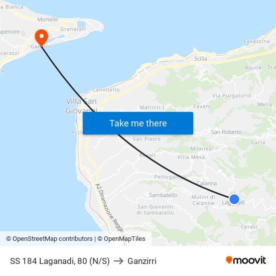 SS 184  Laganadi, 80 (N/S) to Ganzirri map