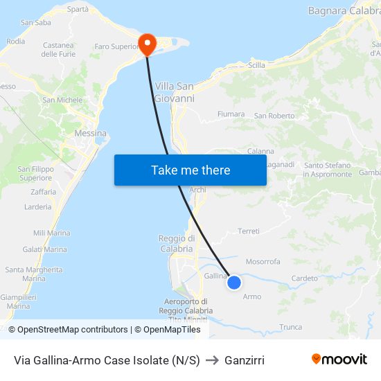 Via Gallina-Armo  Case Isolate (N/S) to Ganzirri map
