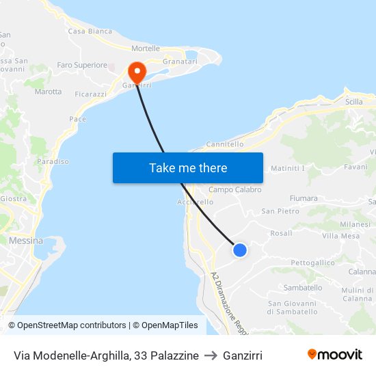 Via Modenelle-Arghilla, 33  Palazzine to Ganzirri map