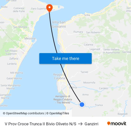 V Prov Croce-Trunca II Bivio Oliveto N/S to Ganzirri map