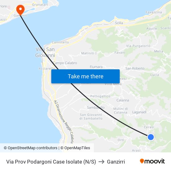 Via Prov Podargoni  Case Isolate (N/S) to Ganzirri map