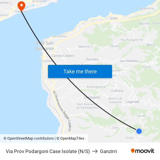 Via Prov Podargoni  Case Isolate (N/S) to Ganzirri map