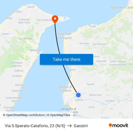 Via S.Sperato-Cataforio, 23 (N/S) to Ganzirri map