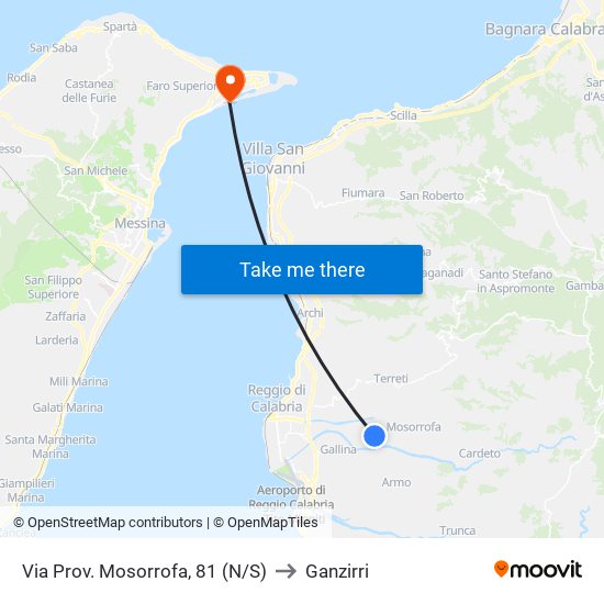 Via Prov. Mosorrofa, 81 (N/S) to Ganzirri map