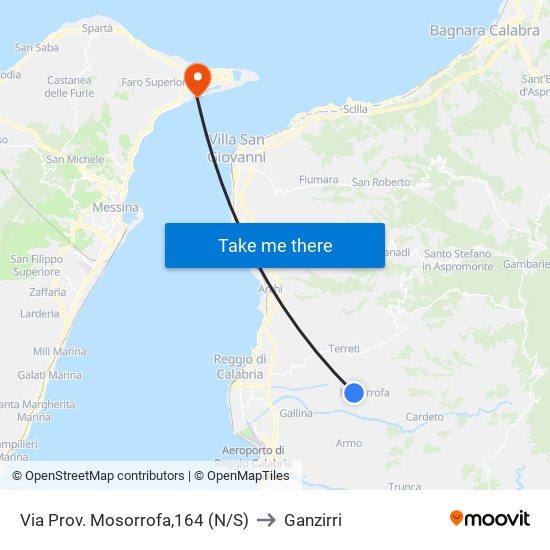 Via Prov. Mosorrofa,164 (N/S) to Ganzirri map