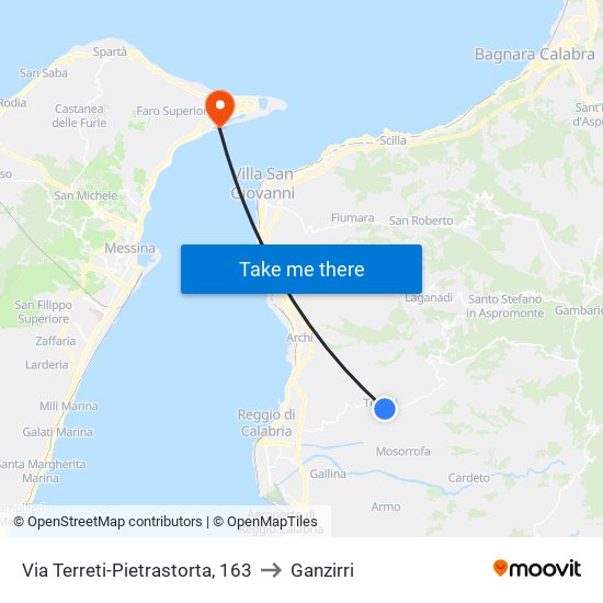 Via Terreti-Pietrastorta, 163 to Ganzirri map