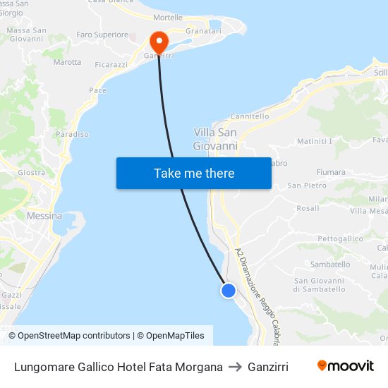 Lungomare Gallico  Hotel Fata Morgana to Ganzirri map