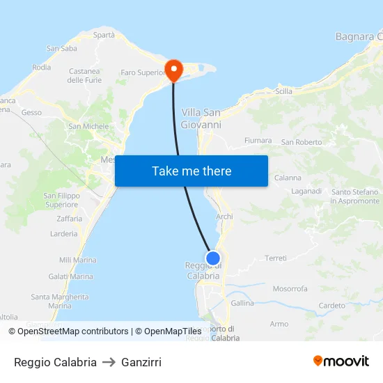 Reggio Calabria to Ganzirri map