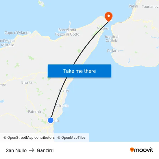 San Nullo to Ganzirri map