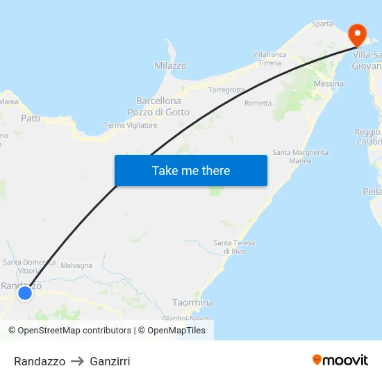 Randazzo to Ganzirri map
