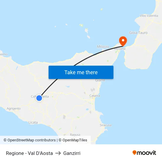 Regione - Val D'Aosta to Ganzirri map